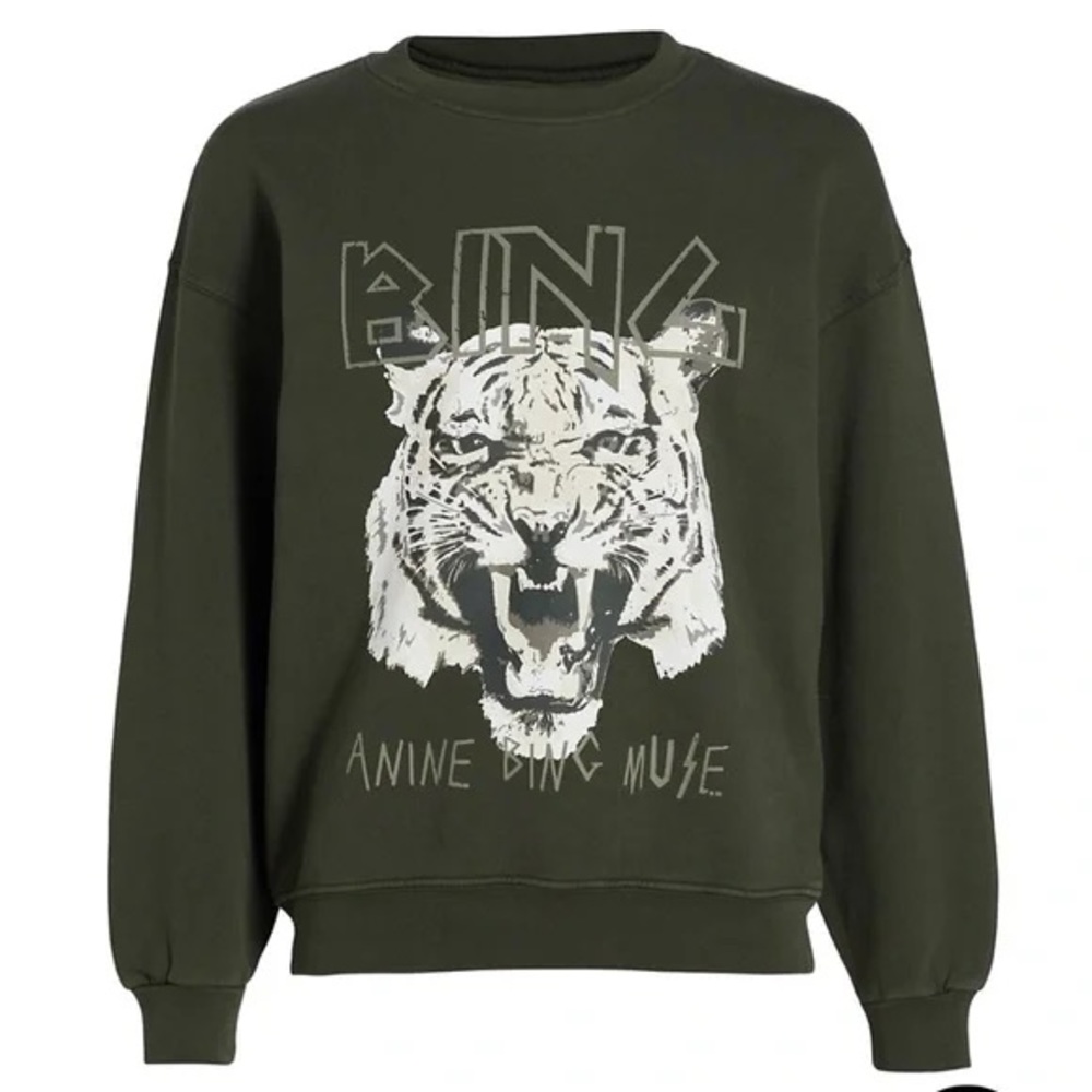 Anine Bing Tiger Muse Sweatshirt - Forest Green (XS)